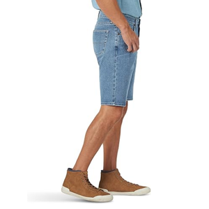 Shorts en jean en pur coton personnalisés, délavage clair, coupe droite, respirants, cinq poches, longueur genou, décontractés pour l'été - Product Image 3