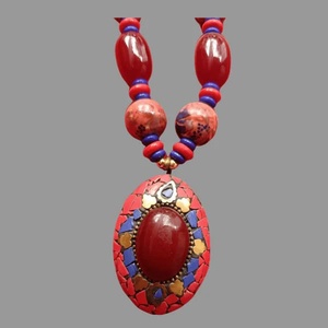 Premium Quality Handmade Royal Red Mosaic Pendant Beads <b>Necklace</b> for Women Traditional <b>Statement</b> Jewelry Design - Product Image 3