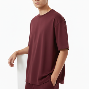 เสื้อยืดผู้ชายผ้าฝ้ายทรงโอเวอร์ไซส์ แขนสั้น ไหล่ตก พิมพ์ลายตามสั่ง เสื้อยืดลำลองพร้อมพิมพ์โลโก้ ดีไซน์ OEM - Product Image 4