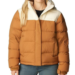 Custom Logo Women's Breathable Flannel Warm Hooded Winter <b>Puffer</b> Quilted Zip Button Short <b>Crop</b> <b>Jacket</b> - Product Image 6