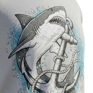 เสื้อยืดตกปลาผู้ชายลายฉลาม ผ้าฝ้ายผสมโพลีเอสเตอร์ แขนสั้น สไตล์ลำลอง พิมพ์ลายกราฟิก รับทำโลโก้ตามสั่ง ดรอปชิปปิ้ง ผู้ผลิต OEM - Product Image 4