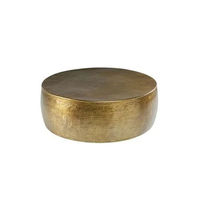 Table basse moderne très vendue, design martelé en aluminium, finition marron, plateau en marbre de forme ovale, écologique, personnalisable