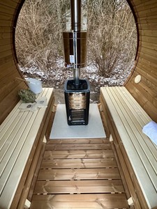 Sauna à charbon de bois de style nordique, cabine de sauna <span class=keywords><strong>extérieure</strong></span> en bois massif avec poêle intégré, finition moderne pour la maison et le jardin - Product Image 5