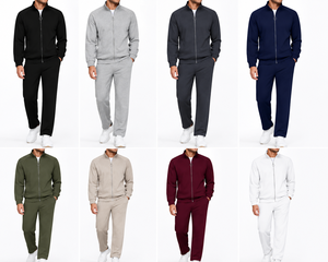 Custom Men's Heavyweight Cotton Fleece Tracksuit Premium Breathable Zipper Hoodie and Jogger Pants Set - Product Image 3