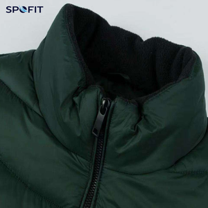 Wholesale Winter Puffer <b>Jacket</b> Thick Stand Collar <b>Fleece</b> <b>Lined</b> Windproof Casual Zipper Closure Green Regular Fit - Product Image 4