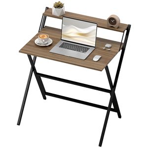 Walnut 32\" Foldable Laptop <b>Desk</b> with Monitor Shelf Easy Assembly for Small Spaces-Home Office & <b>Study</b> - Product Image 1