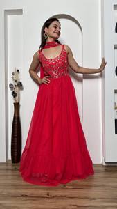 Robe Anarkali en Georgette à Paillettes Attrayante avec Dupatta, Tenue de Soirée, Prix de Gros, Vêtement Ethnique - Product Image 4