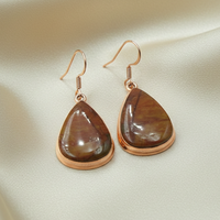 Boucles d'oreilles en agate marocaine de qualité supérieure, forme goutte, en argent 925 plaqué or rose et or jaune, faites à la main, bijoux bohèmes en pierres précieuses pour elle et lui