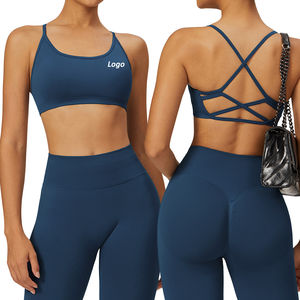 Soutien-gorge de sport yoga pour femme à maintien élevé, respirant, séchage rapide, en Spandex/Nylon, avec nœud décoratif, col en U, bretelles non ajustables, OEM - Product Image 2