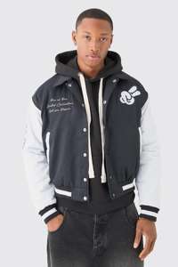 Chaqueta Varsity de Invierno para Hombre, de Piel de Oveja, a Prueba de Viento, Personalizada con Letras Bordadas, Estilo Urbano, Talla Grande, Venta al Por Mayor - Product Image 2