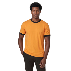 Men's Orange Cotton T-<b>Shirt</b> With <b>Black</b> Contrast Trim Regular Fit O-Neck Short Sleeve Casual Wear Tee <b>Shirts</b> Men - Product Image 1