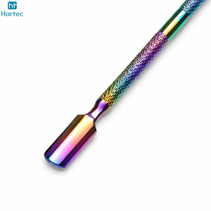 Good Supplier New Trendy Professional Rainbow Stainless Steel Dual-Ended Cuticle Nail Pusher and Cleaner For Precision Manicure - Product Image 4