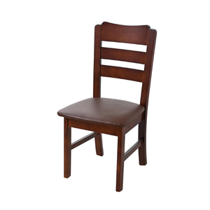 Chaise de salle à manger en bois clair durable avec dossier à lattes et assise rembourrée en vinyle noir (design de style restaurant) - Product Image 3