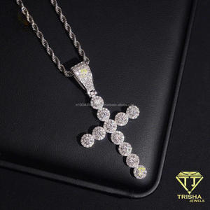 จี้รูปกางเขนประดับเพชรโมอิสซาไนต์ทรงกลม เงินแท้ 925 สร้อยคอหรูหรา - Product Image 2