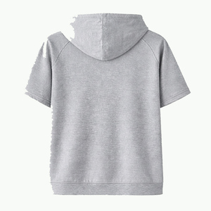 Hot Sale Breathable Cotton Fleece <b>Men</b> Short Sleeve Hoodie Customizable Colors French Terry Basic Cotton Blended Low Price Hoodie - Product Image 2