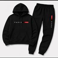 Ensemble sweat-shirt et pantalon de survêtement unisexe noir imprimé en molleton, coupe ample, tenue décontractée pour l'automne