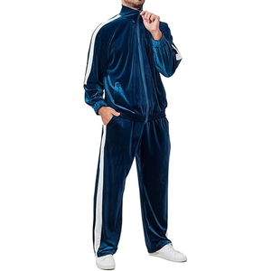 Custom Logo Printed Solid Men's Winter Sports Street Wear Tracksuit Polyester/Cotton <b>Lightweight</b> Breathable Velvet <b>Jacket</b> - Product Image 5