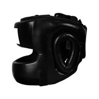 Casque de boxe en cuir PU, prix usine, unisexe, protection pour adultes, noir uni, casque de sport