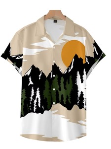 เสื้อเชิ้ตพิมพ์ลายทะเลทรายกระบองเพชรสำหรับผู้ชาย แฟชั่นลำลอง เสื้อชายหาด รีสอร์ท ฤดูร้อน ลายภูมิทัศน์ธรรมชาติ ผ้าโพลีเอสเตอร์ระบายอากาศได้ดี ทอลาย - Product Image 2