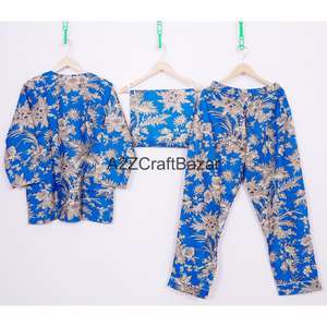 Conjunto de Pijama Personalizado 100% Algodón Crepé, Cuello Redondo, Manga Larga, Pantalón Largo, Dos Piezas, Ropa de Dormir Dulce - Product Image 5