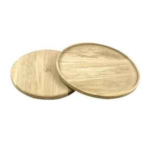 Acacia Coaster Set Modern Design <b>Heat</b> Resistant Mats <b>Pads</b> 5mm Thick Non Slip <b>Reusable</b> 300mm Diameter 4 Pcs Handcrafted Coasters - Product Image 1