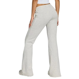 Pantalon de survêtement évasé gris clair pour femme, en tissu doux, coupe décontractée, taille à cordon, design évasé moderne, vente en gros de haute qualité - Product Image 2