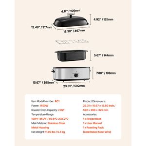 Horno Eléctrico de 22QT, 150-450 F, Temperatura Ajustable, Horno Multifuncional de Sobremesa con Tapa Autorecubierta - Product Image 4