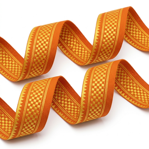 ริบบิ้นผ้าตกแต่งสีส้มทองขนาด 31 มม. จาก Neelkamal Industries สำหรับงานออกแบบตกแต่งร้านค้า งานฝีมือ และการจัดแสดง - Product Image 2