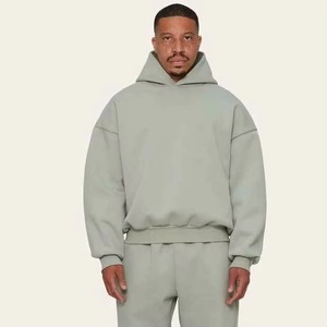 <b>Men's</b> Oversized Hooded <b>Sweatshirt</b> Solid Color Cotton French Terry Casual Winter Digital Printing Streetwear - Product Image 1