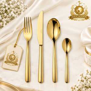 Ensemble de couverts de luxe en acier inoxydable doré, ensemble de couverts dorés de qualité supérieure, ensemble de couteaux, fourchettes et cuillères pour mariage et restaurant - Product Image 1