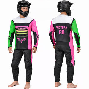 ชุดเสื้อเจอร์ซีย์และกางเกงมอเตอร์ครอสแบบซับลิเมชั่น OEM สำหรับผู้ชาย ชุดขับขี่มอเตอร์ไซค์วิบากแบบออฟโรด พร้อมโลโก้สั่งทำ - Product Image 5