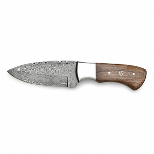 Burraq DIY OEM Custom Handmade Damascus Steel 9-inch <b>Clip</b> Point Skinning Knife with Colorful Wood Handle for Camping Kitchen Use - Product Image 1