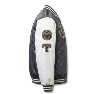 Chaqueta Bomber de Satén con Cierre de un Solo Botón, Logos Bordados, Acolchado de Diamantes, Estilo Urbano de Invierno, Unisex - Product Image 3