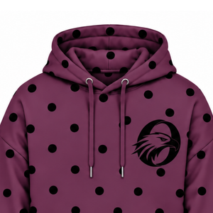 Plum <b>Black</b> Polka Dot <b>Women</b> Pullover Hoodie Casual <b>Fleece</b> Sweatshirt Loose Fit Drawstring Hood Kangaroo Pocket Streetwear - Product Image 3