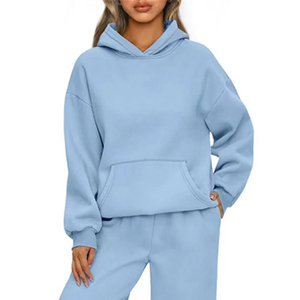 Sweat-shirt à capuche noir uni pour femme avec poche kangourou, manches longues, hauts d'automne - Product Image 5