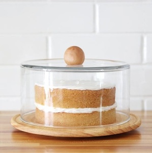 Minimal <b>white</b> marble cake stand with natural wooden base modern dessert display for kitchen <b>dining</b> <b>table</b> customised size looks - Product Image 3