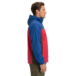 Men's Hooded <b>Windbreaker</b> Jacket Color Blocking <b>Red</b> Blue Polyester Lightweight Casual Outdoor Full Zip Windproof Autumn Wear - Product Image 3
