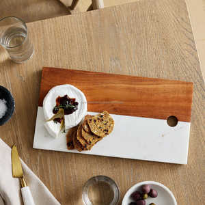 Tabla de cortar de mármol blanco con madera de acacia, tabla de cortar de mármol para utensilios de cocina para el hogar de Royal Decore Mart - Product Image 5