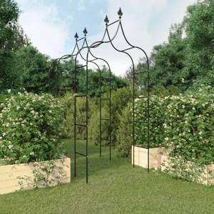 2pcs Arches de jardin en acier noir 47.2 "x 15" x 102.4 "Fournitures de jardin élégantes - Product Image 1