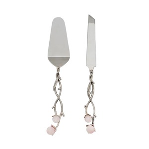 ชุดอุปกรณ์เสิร์ฟเค้กและมีดลายกุหลาบประดับมุกสีชมพู 2 ชิ้น - Product Image 5