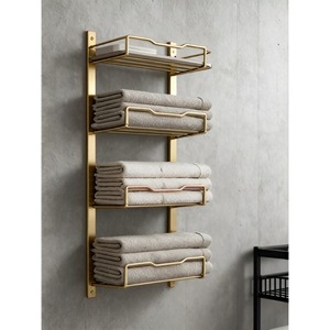 Toallero de Baño de Metal Forjado, Estante de Almacenamiento de Toallas Montado en la Pared, Estante de Almacenamiento de Múltiples Niveles para Puerta de Baño - Product Image 3