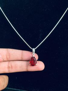 Collar de cadena de serpiente con granate, engaste de plata alemana, regalo de aniversario o boda cristiana, hecho a mano, sin níquel ni plomo. - Product Image 2