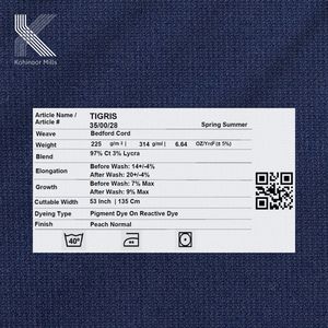 Tela de Cordón Bedford de Algodón y Elastano para Hombre, 225GSM, Tejido Elástico Acanalado con Acabado Peach, Proveedor al por Mayor OEM ODM - Product Image 3