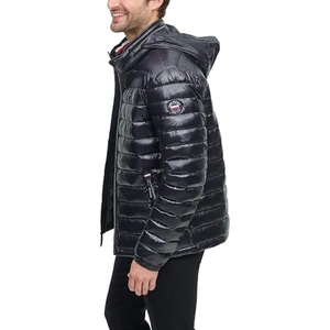 Blouson matelassé pour homme à capuche aspect cuir avec garniture en fourrure, manteau d'hiver chaud et décontracté pour l'extérieur, veste de mode, fournisseur OEM personnalisé - Product Image 2