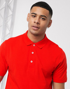 Polo de Manga Corta Rojo para Hombre, de Algodón, Color Sólido, Estilo Casual, Tejido Antirarrugas - Product Image 2