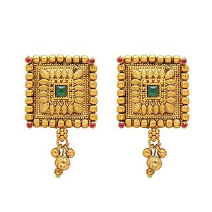 Parure de bijoux plaqué or avec collier long et boucles d'oreilles en alliage, ornée de perles, design temple indien du Sud, pour femme, idéale pour mariage et soirée, bijoux de mode ethniques - Product Image 4