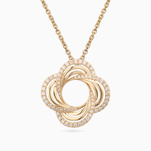 Luxury 18K <b>Solid</b> <b>Gold</b> Diamond <b>Pendant</b> Necklace Geometric Design Round Brilliant Cut Channel Setting Women Everyday Wear - Product Image 1
