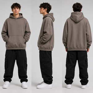 Sudadera con Capucha de Hombros Caídos, OEM, Marca Privada, Oversize, de Algodón Pesado 100% Ecológico, Estilo Urbano Otoñal, 360g, Fabricante para Hombre - Product Image 2