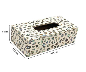 Boîte à mouchoirs élégante avec incrustation de coquillages et motif en nacre, logo personnalisé, étanche, pour la décoration de salle de bain de luxe - Product Image 3