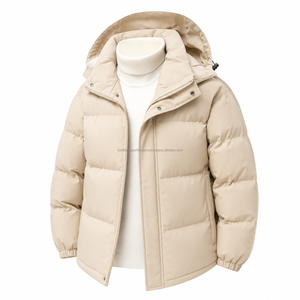 Veste matelassée à capuche, hiver, décontractée, écologique, doublure en laine, coupe-vent, rembourrage en polyester, fermeture éclair, couleur unie, coupe classique - Product Image 1